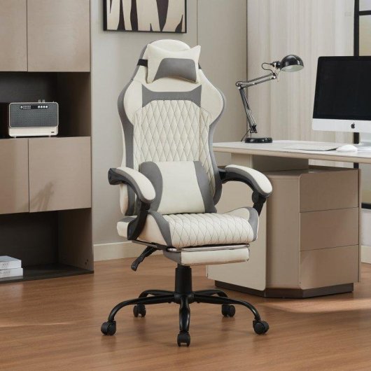 Chaise Gaming Rolipo W3490-6072-WG Reposapies Cuir Proteine Respirant