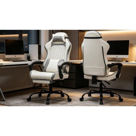 Chaise Gaming Rolipo W3490-6072-WG Reposapies Cuir Proteine Respirant