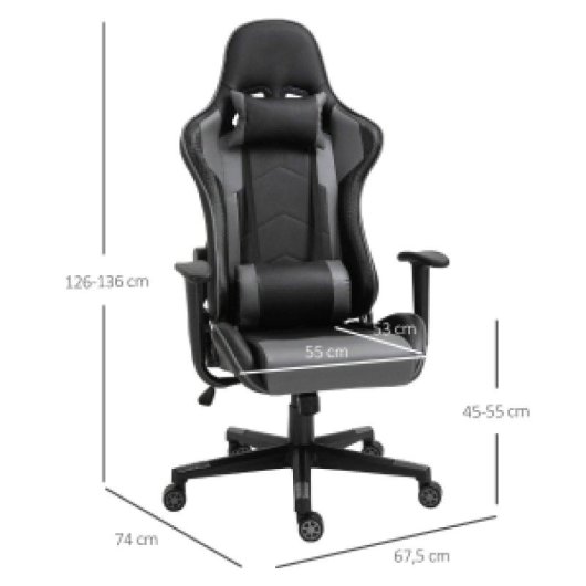 Sedia Gaming Ergonomica Rolipo 921-251 Cuoio Sintetico Nero