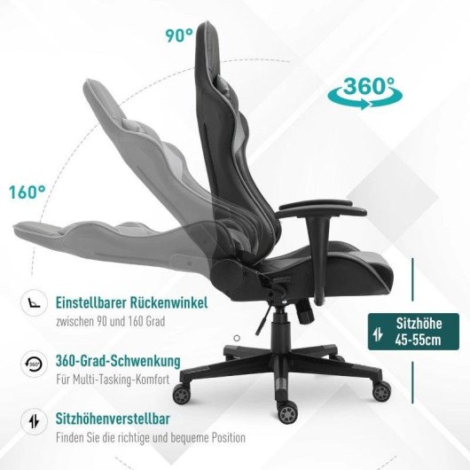Sedia Gaming Ergonomica Rolipo 921-251 Cuoio Sintetico Nero