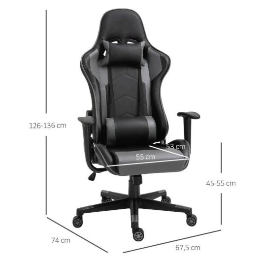 Sedia Gaming Ergonomica Rolipo 921-251 Cuoio Sintetico Nero