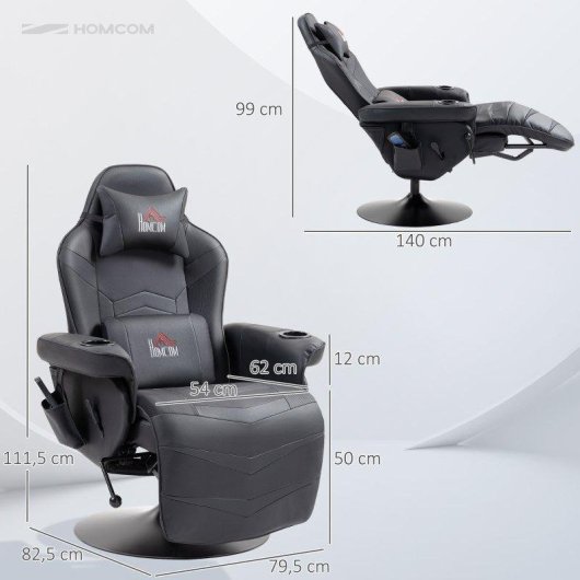 Chaise Gaming Ergonomique Rolipo 700-142V00BK Massage