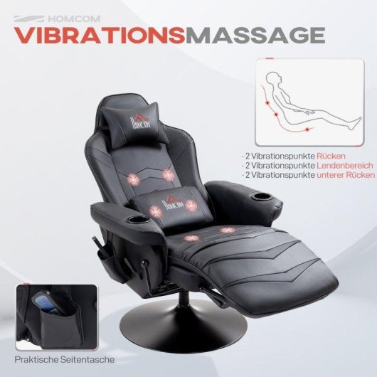Chaise Gaming Ergonomique Rolipo 700-142V00BK Massage