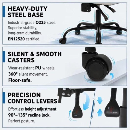 Cadeira Gaming Ergonomica Rolipo W3490-6072-GW Reclinavel 135°