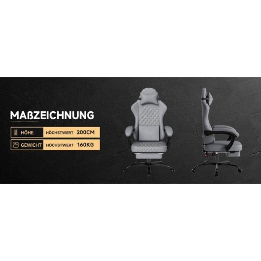 Chaise Gaming Ergonomique Rolipo W3298P376326 Massage Repos-pieds Extensible