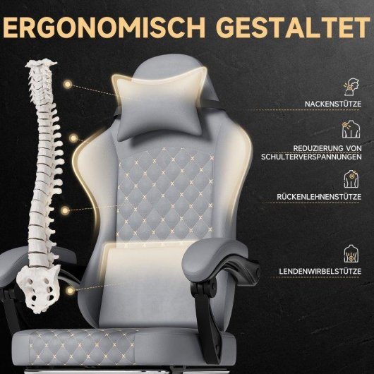 Chaise Gaming Ergonomique Rolipo W3298P376326 Massage Repos-pieds Extensible