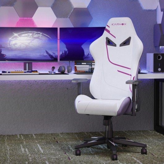Silla Gaming Ergonómica Rolipo KORNOX Tela Ajustable Blanca/Morada