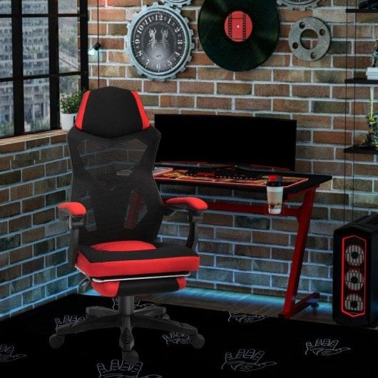 Sedia Gaming Rolipo 921-233 Reclinabile 135° Poggiapiedi Regolabile Nero/Rosso