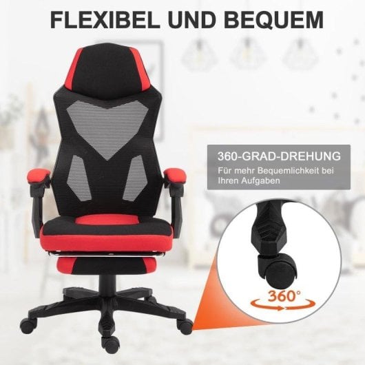 Sedia Gaming Rolipo 921-233 Reclinabile 135° Poggiapiedi Regolabile Nero/Rosso