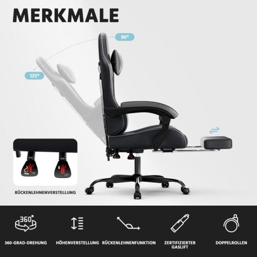 Silla Gaming Ergonómica Rolipo 200kg Cuero PU Transpirable