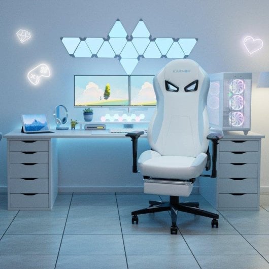 Chaise Gaming Kornox Blanche Ergonomique avec Repose-pieds