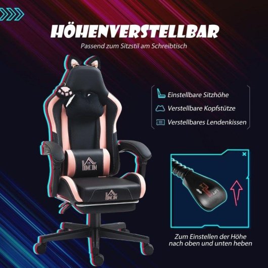 Gaming Stuhl Rolipo Rosa/Schwarz 921-794V00BK Katzenohren