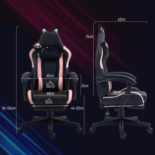 Gaming Stuhl Rolipo Rosa/Schwarz 921-794V00BK Katzenohren