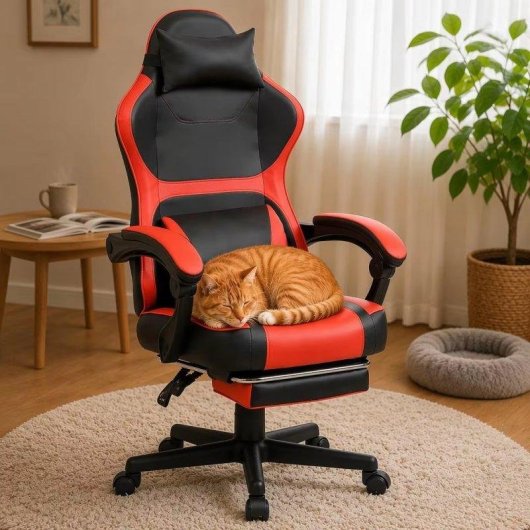 Gaming-Stuhl Rolipo W3490 Ausziehbare Fussst utze und Doppel-Lendenunterstutzung
