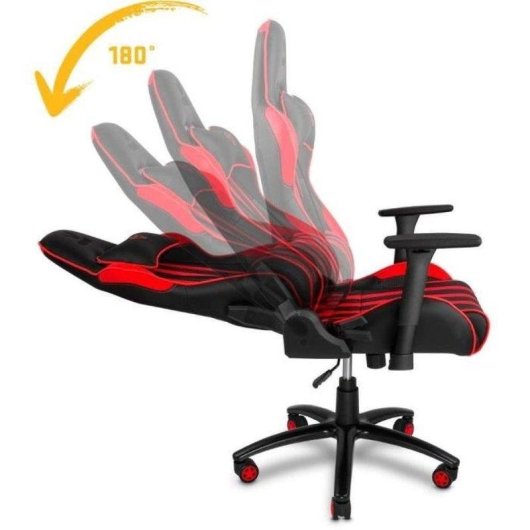 Silla Gaming Yenkee YGC 100RD Cuero PU Rojo Negro Reposabrazos 3D