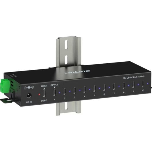 Hub InLine 10 porte 5 Gbps USB-C modello 35396F con ricarica 70 W