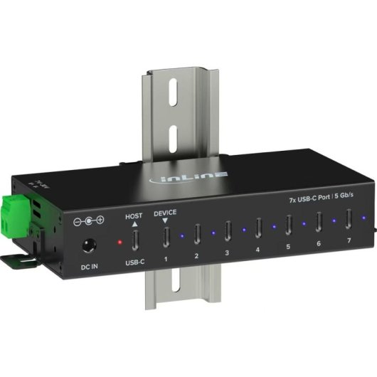 Hub InLine 7 puertos 5 Gbps USB-C modelo 35396E con carga 48 W