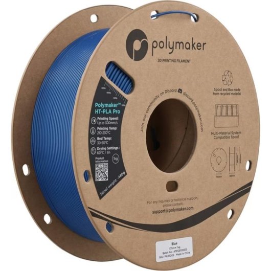 Filamento PLA Polymaker PA20005 Azul 1 kg 3D impresión sostenible