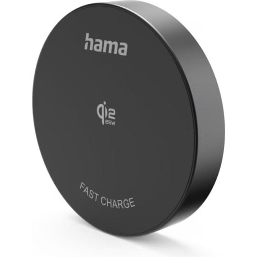 Cargador inalámbrico Hama Qi 25W magnético con soporte y superficie metálica negra
