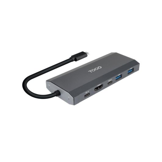 Caja PC TooQ TQE-2241G M.2 Aluminium Gris avec HUB USB-C et HDMI