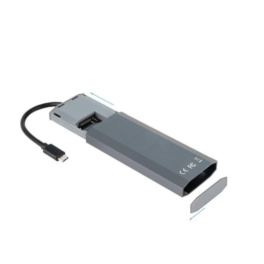 Caja PC TooQ TQE-2241G M.2 Aluminium Gris avec HUB USB-C et HDMI