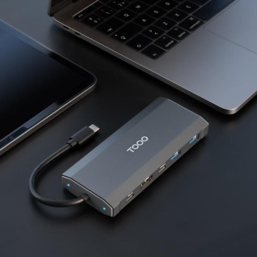 Caja PC TooQ TQE-2241G M.2 Aluminium Gris avec HUB USB-C et HDMI