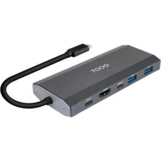 Caja PC TooQ TQE-2241G M.2 Aluminium Gris avec HUB USB-C et HDMI