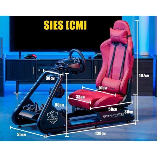 Cockpit de Simulação GTPLAYER com Colunas e Suporte Ajustável