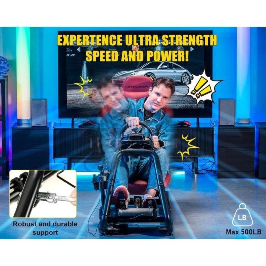 Cockpit de Simulação GTPLAYER com Colunas e Suporte Ajustável