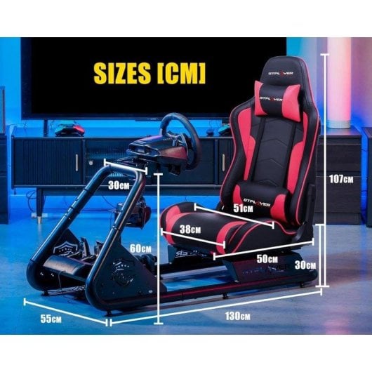 Cockpit de Simulação GTPLAYER com Altifalantes e Suporte Ajustável