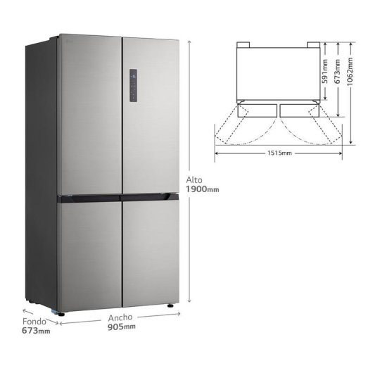 Frigorífico Americano LG GMM42PYBEH Total No Frost 190cm 600L E Inox antihuellas