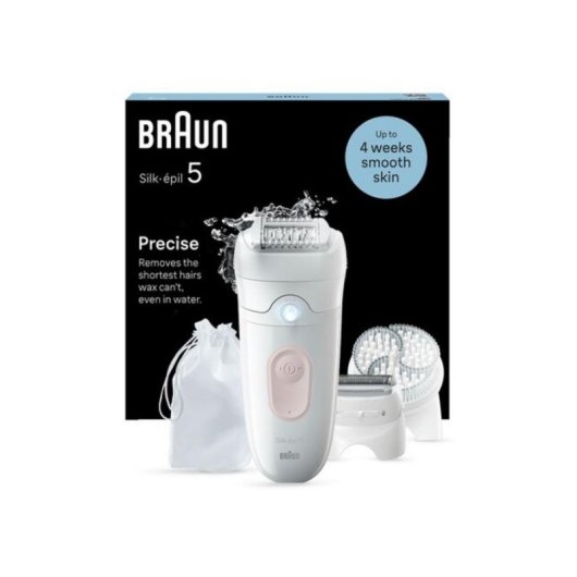 Depiladora Eléctrica Braun Silk-épil 5 Inalámbrica 4 Cabezales Seco y Húmedo Accesorios