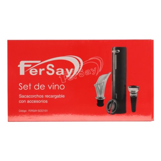 Sacacorchos eléctrico Fersay SCE2101 recargable por USB con accesorios