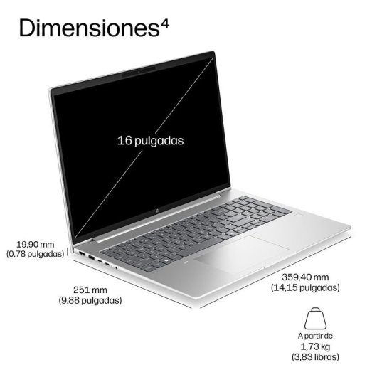 Portátil HP ProBook G2a 16" AMD Ryzen 5 230 16GB 512GB SSD Radeon 760M Windows 11 Pro