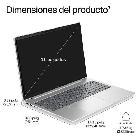 Portátil HP EliteBook 6 G2i 16" Intel Core Ultra 7 24GB 512GB SSD Intel Graphics Windows 11 Pro