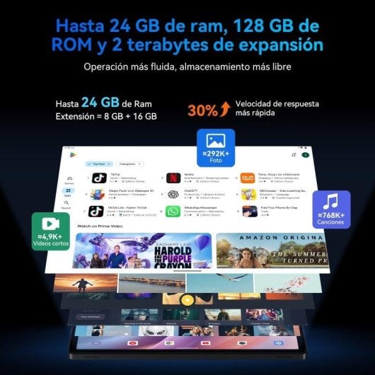 Tablet TABWEE T90 WiFi 11" 24GB Gris 128GB con Stylus Pen y teclado, batería de larga duración
