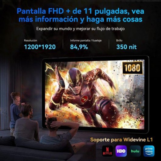 Tablet TABWEE T90 WiFi 11" 24GB Gris 128GB con Stylus Pen y teclado, batería de larga duración