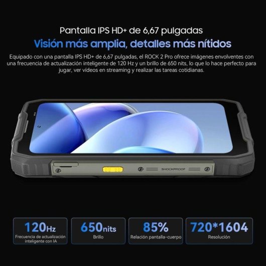 Blackview Rock 2 Pro 5G 8GB 256GB 6,67" Amarillo pantalla 120Hz