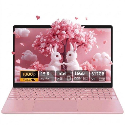 Laptop Rolipo T152a 15.6" Intel N95 16GB 512GB SSD UHD Graphics Windows 11 Pro Rosa