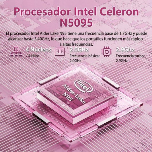 Laptop Rolipo T152a 15.6" Intel N95 16GB 512GB SSD UHD Graphics Windows 11 Pro Rosa
