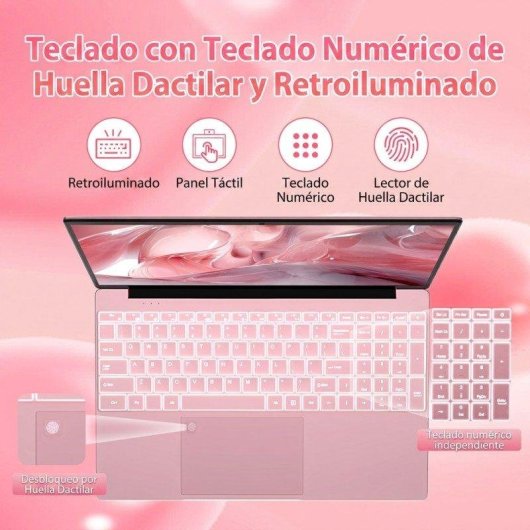 Laptop Rolipo T152a 15.6" Intel N95 16GB 512GB SSD UHD Graphics Windows 11 Pro Rosa