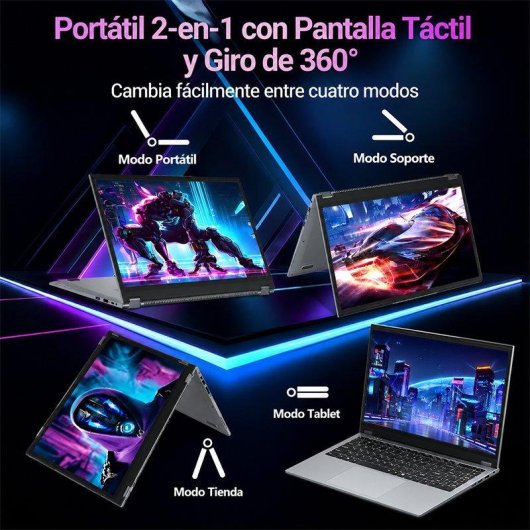 Portátil Moacreto G3 Convertible 15,6" AMD Ryzen 3 3200U 16GB 1TB SSD Windows 11 Pro