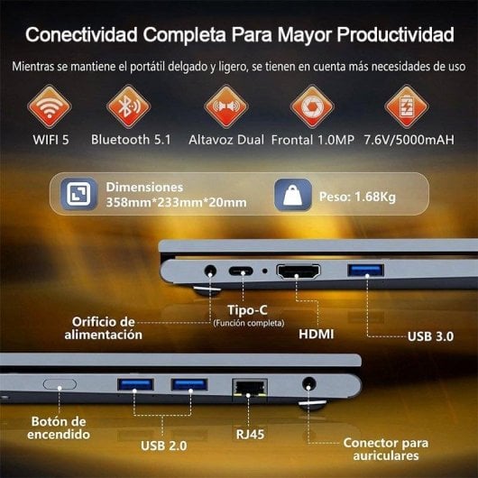Portátil Moacreto G3 Convertible 15,6" AMD Ryzen 3 3200U 16GB 1TB SSD Windows 11 Pro