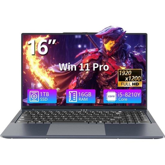Portátil FUNYET 16" Intel Core i5-8210Y 16GB 1TB SSD Windows 11 Pro