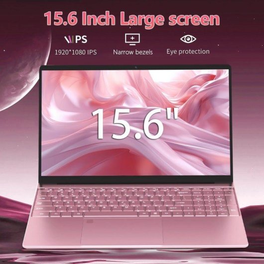 Ordinateur portable Rolipo T152a 15,6" Intel N95 16 Go Windows 11 Pro, Graphiques UHD, Clavier rétroéclairé, Rose, 512 Go SSD
