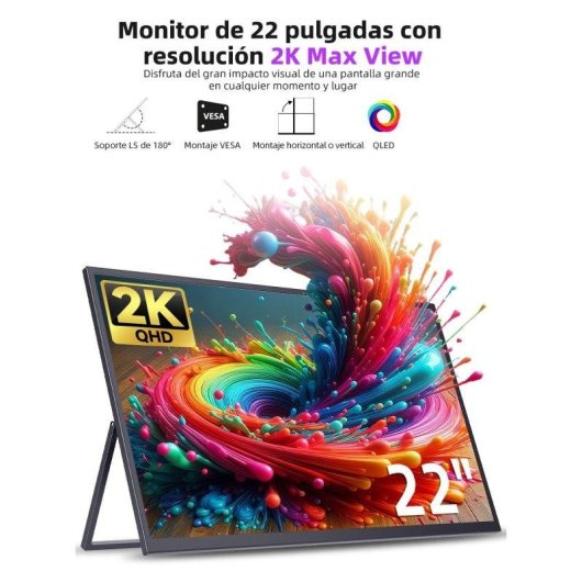 Monitor PC Uperfect 22" QHD 2K 60Hz QLED 137% sRGB 101% DCI-P3 VESA Pieghevole