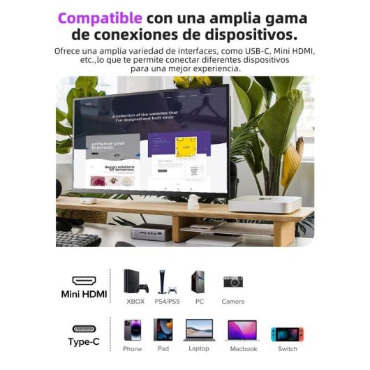 Monitor PC Uperfect 22" QHD 2K 60Hz QLED 137% sRGB 101% DCI-P3 VESA Pieghevole