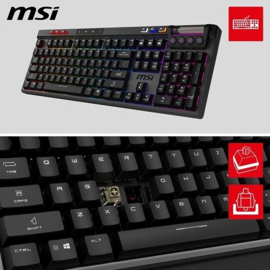 Clavier MSI Strike Pro W sans fil Hot-swap Kailh Midnight Pro RGB PBT Noir