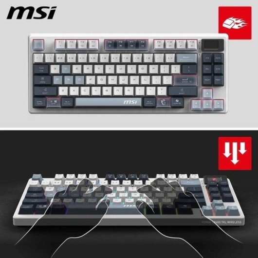 Clavier MSI Forge GK600 TKL Wireless AZERTY Cherry MX Red RGB Bluetooth Hot-swap