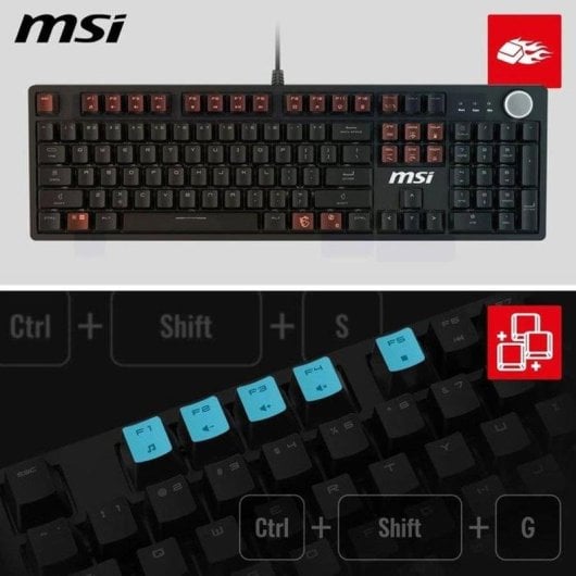 Clavier MSI Forge GK320 mécanique Red RGB Hot-swap Dial volume QWERTY